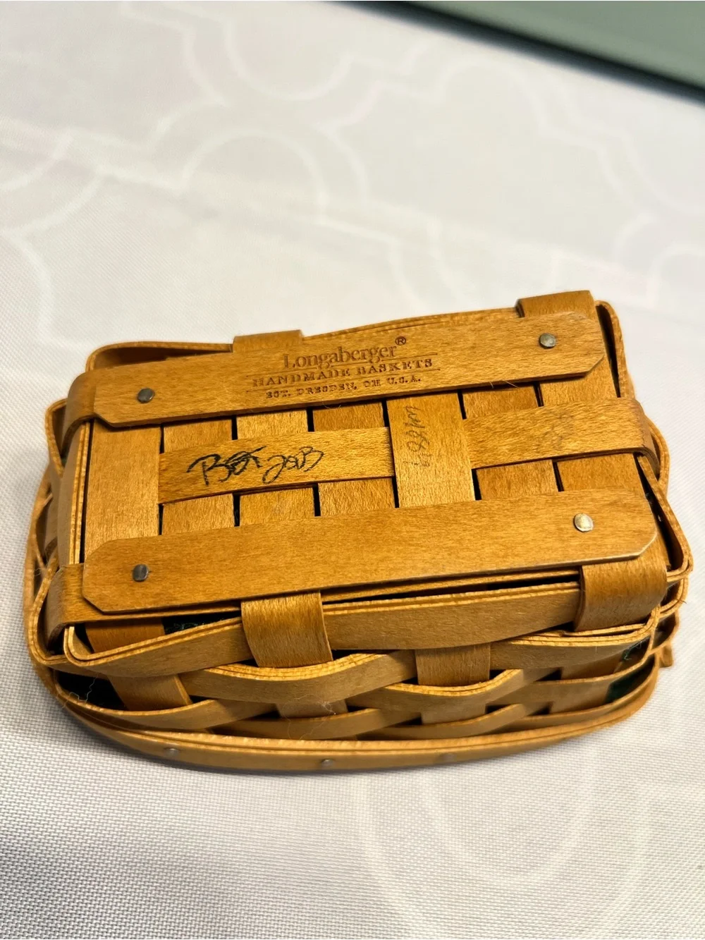 Longaberger Cilantro Basket 2003 Hunter Green Liner & Protector